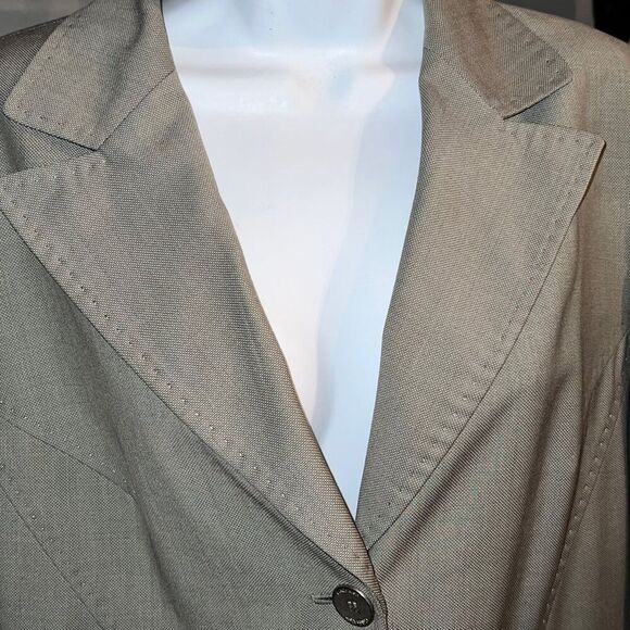 Calvin Klein Women's Collared Khaki Lux Buttoned Blazer Jacket Suit Size 14 - Picture 6 of 12
